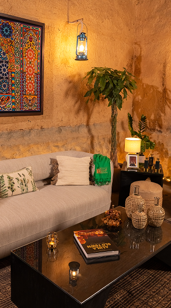 Luxurious interior scene with soft shadows